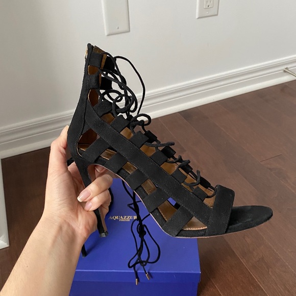 Aquazurra Black Suede “Amazon 105” Heels - Picture 6 of 12